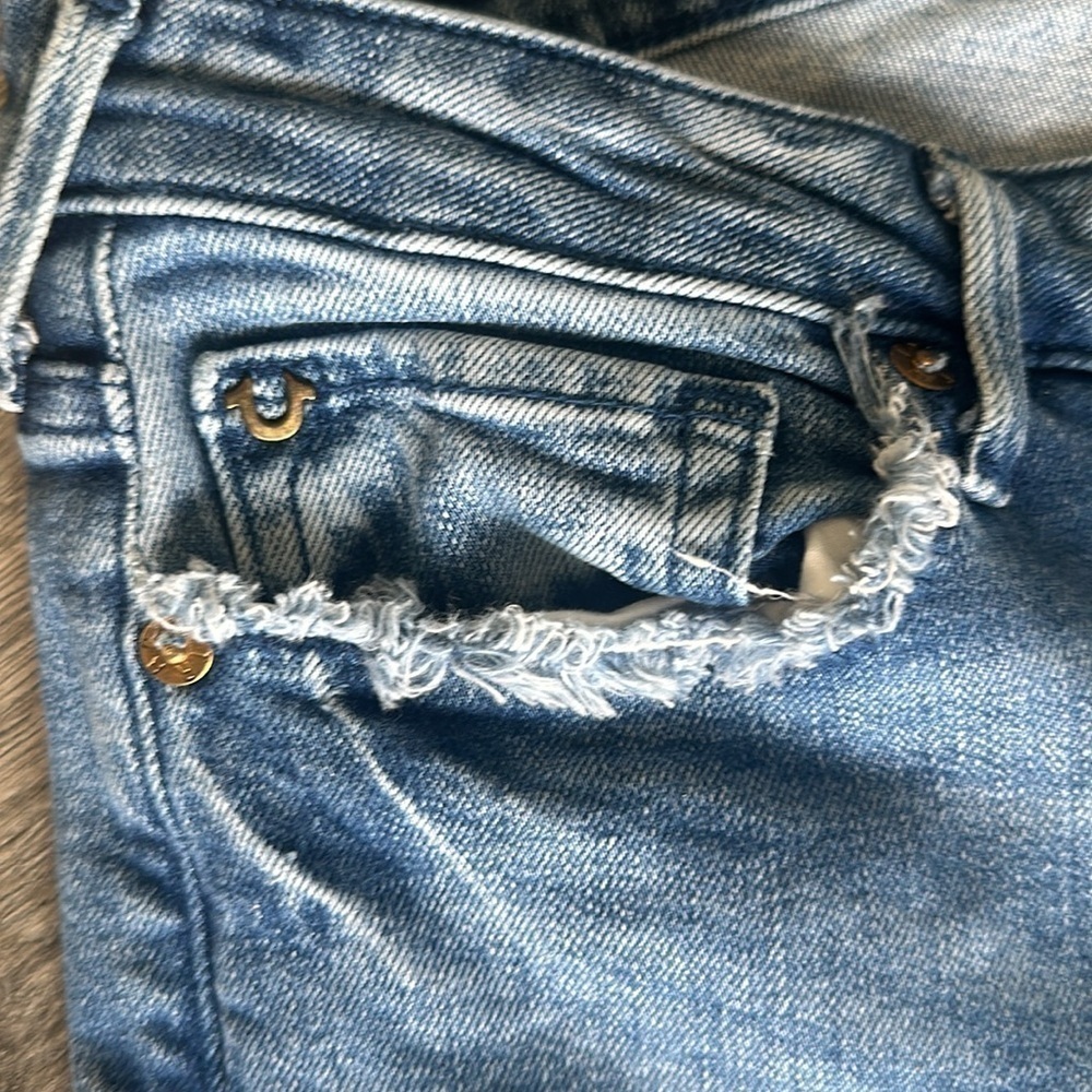 True Religion jeans size 28 Mid Rise straight crop beaded bikercore - Picture 8 of 10